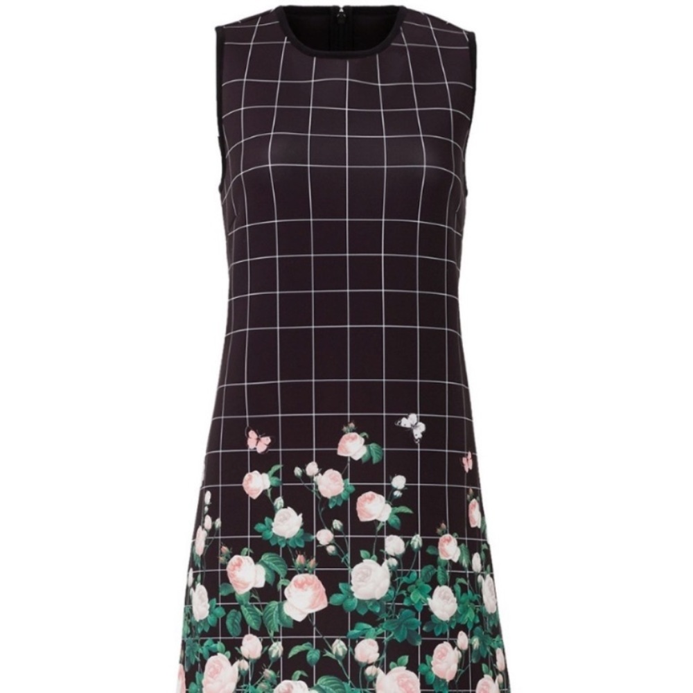 Erin Fetherston Dress Liv Grid Floral Scuba Dress Black/Pink Size 4